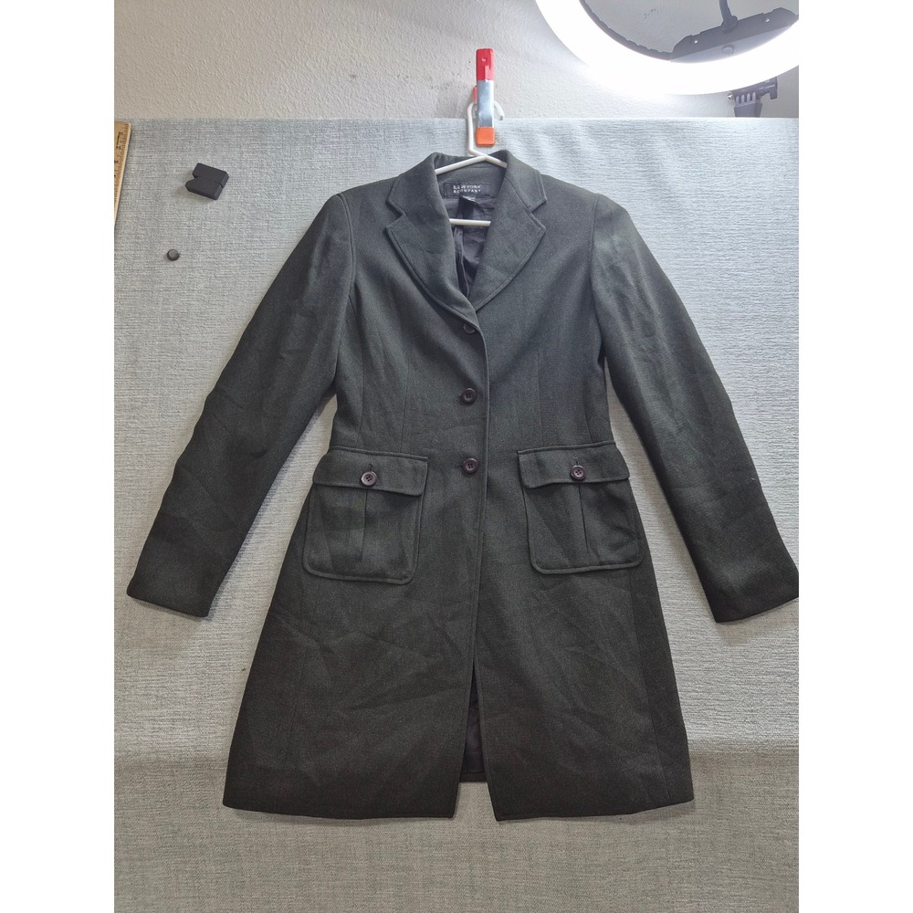 New York & Company Over Coat Womens 2 Green Notch Lapel Office Career Business